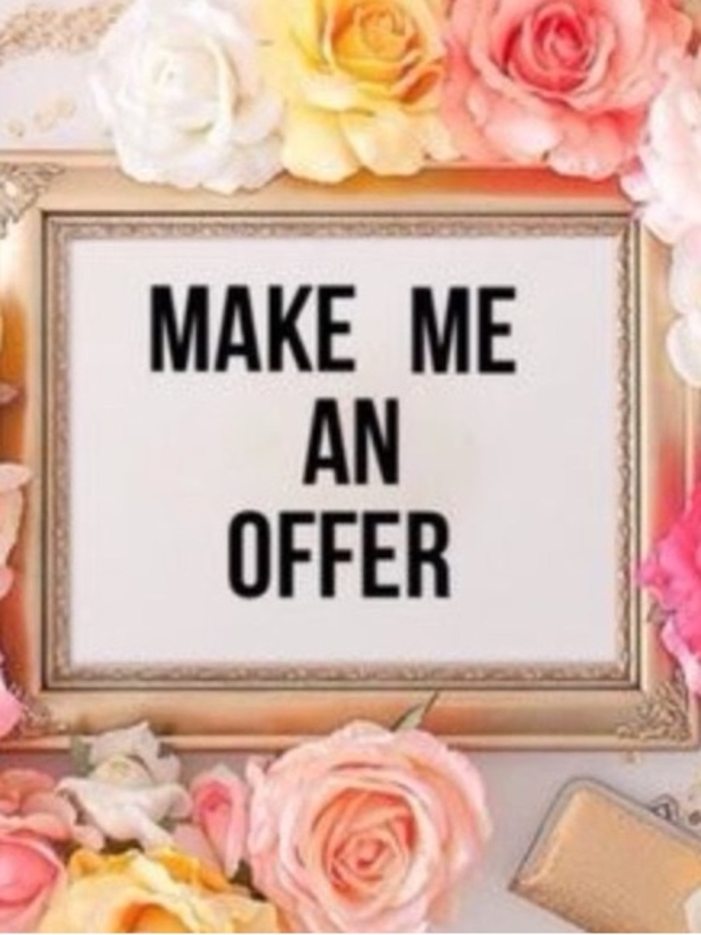 Make Me An Offer Decorative Floral Sign - White & Pink